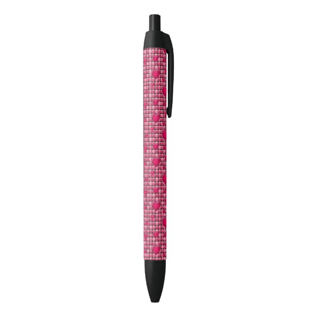 Pink Pile With Hearts Pen (Bottom (Vertical))