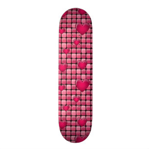 Pink Pile With Hearts Skateboard Deck
