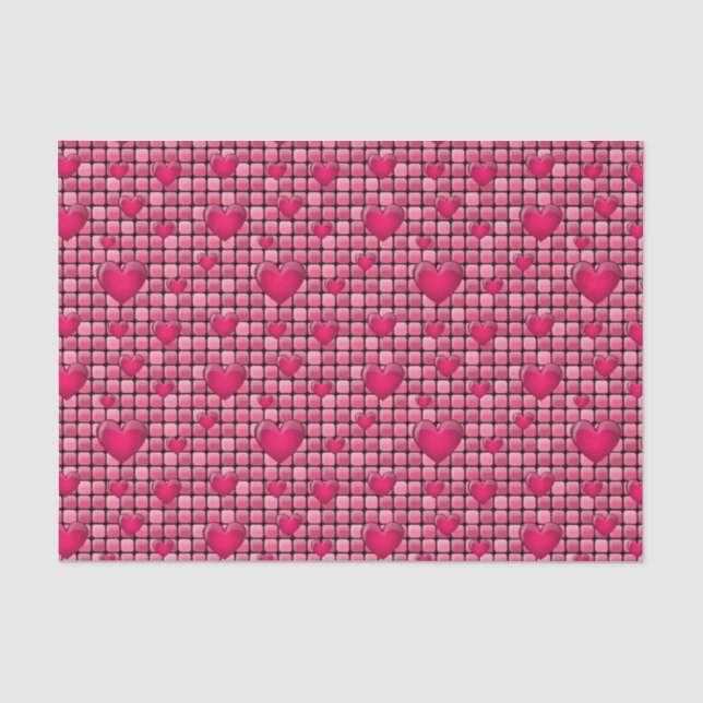 Pink Pile With Hearts Tissue Paper (Front)