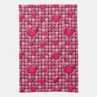 Pink Pile With Hearts Towel