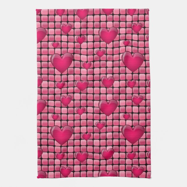 Pink Pile With Hearts Towel (Vertical)