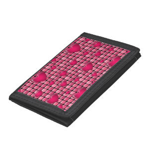 Pink Pile With Hearts Trifold Wallet