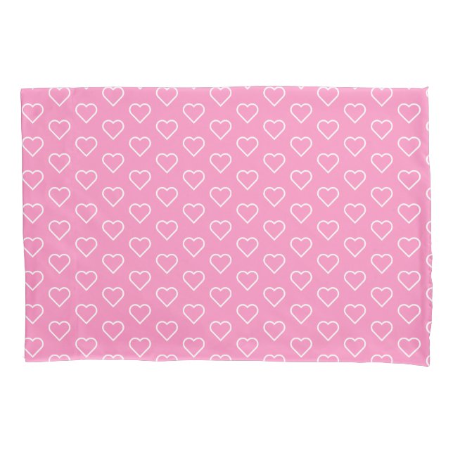 Pink Pillow Case with Hearts or Choose Clor (Front)