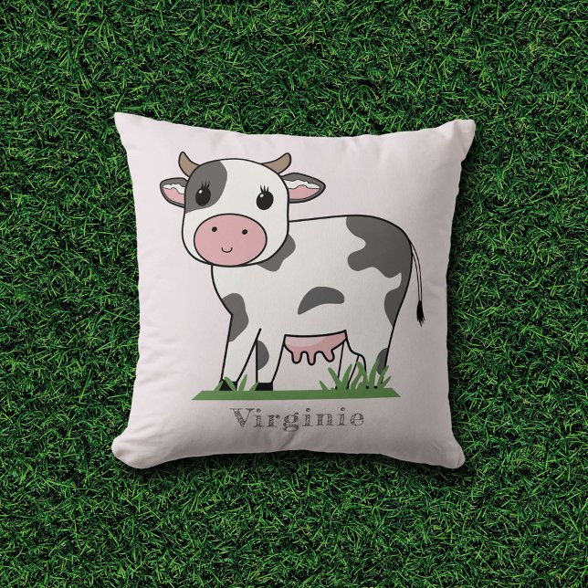 Pink Pillow with a Cute Cow (Pink Pillow with a Cute Cow)