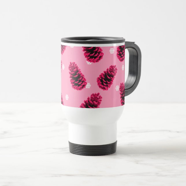 Pink Pine Cones Coffee Mug (Front Right)