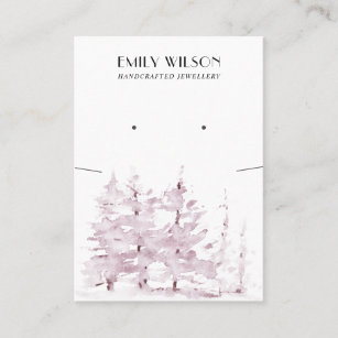 PINK PINE TREE FOREST NECKLACE EARRING DISPLAY BUSINESS CARD