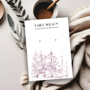PINK PINE TREE WINTER FOREST STUD EARRING DISPLAY BUSINESS CARD