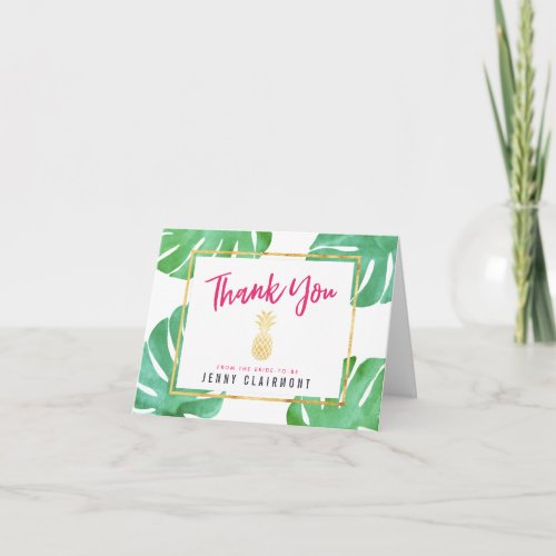 Pink Pineapple Bridal Shower Thank You Note Card