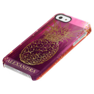 Pink Pineapple Gold Glitter Personalized Permafrost iPhone SE/5/5s Case