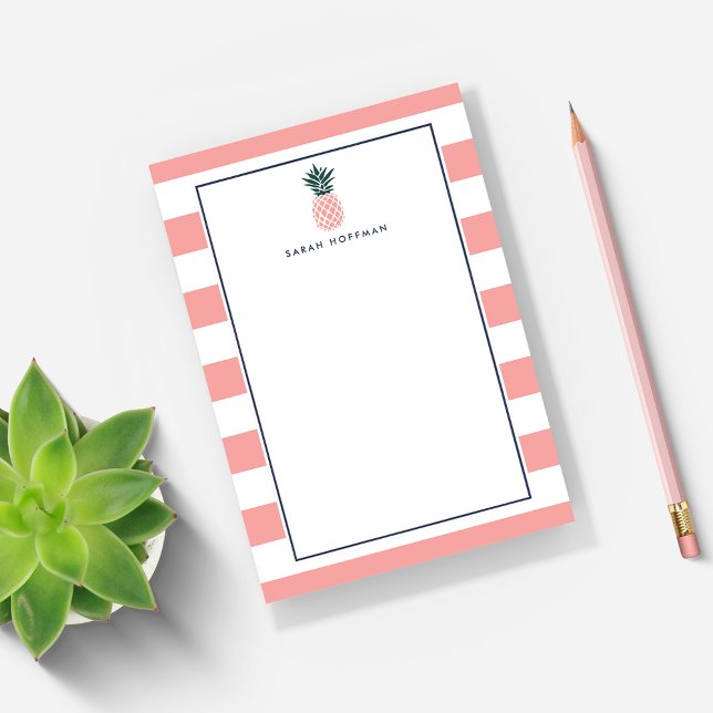Pink Pineapple | Striped Personalized Post-it Notes (Creator Uploaded)