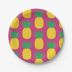Pink Pineapple Tropical Paper Plates