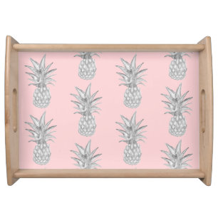 Pink Pineapple Tropical Pattern Floor Mat Serving Tray