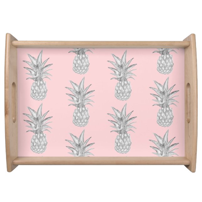 Pink Pineapple Tropical Pattern Floor Mat Serving Tray (Front)