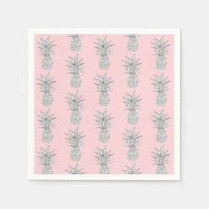 Pink Pineapple Tropical Pattern Napkins