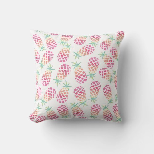 Pink Pineapple watercolor patterned pillow
