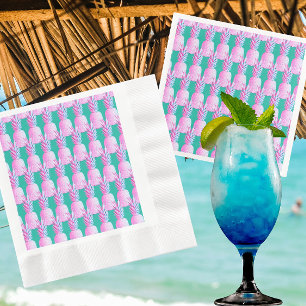 Pink Pineapples Caribbean Blue   Napkins