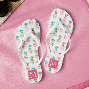 Pink Pineapples Monogrammed Flip Flops