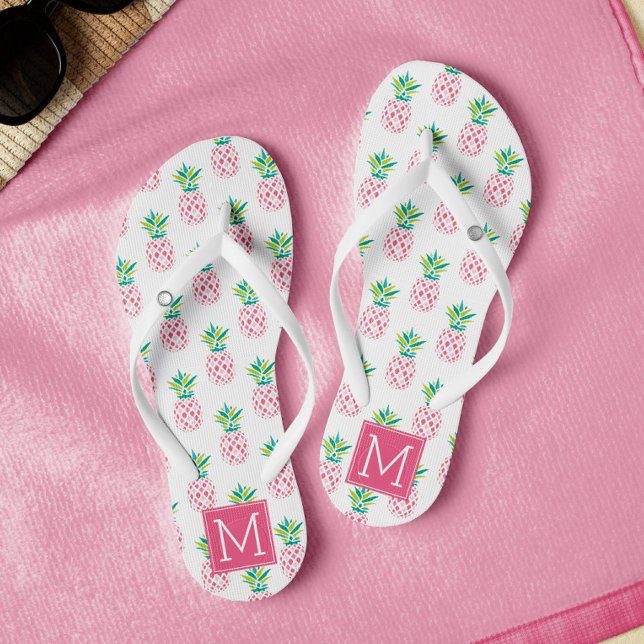 Pink Pineapples Monogrammed Flip Flops (Creator Uploaded)