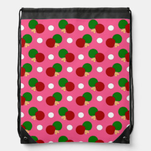 Pink ping pong pattern drawstring bag