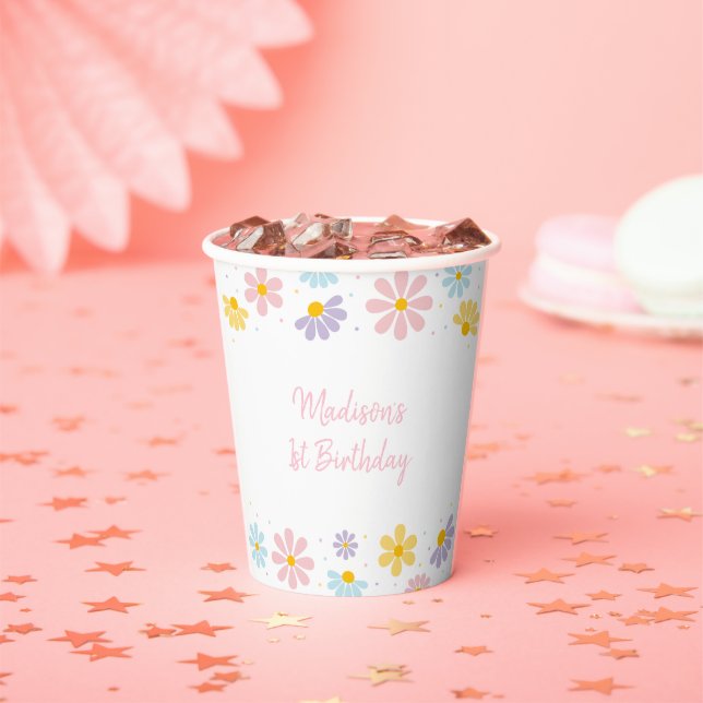Pink Pink Daisy Flower Paper Cups (Insitu)