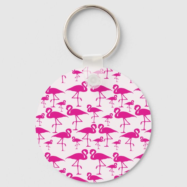 Pink pink Flamingos Keychain (Front)