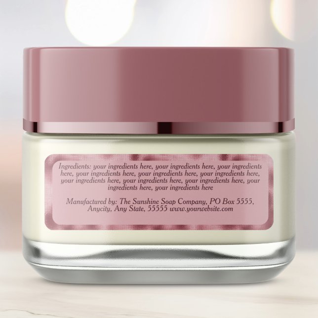 Pink & pink foil cosmetics jar ingredients label  (Creator Uploaded)