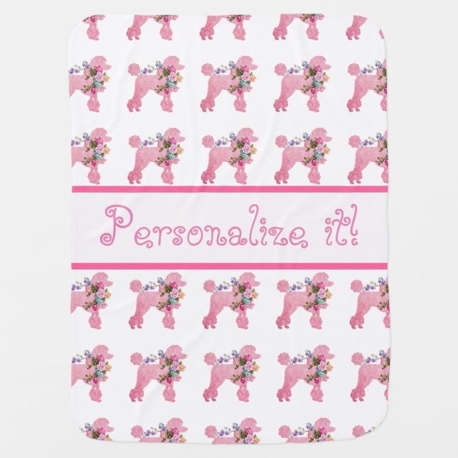 Pink Pink Poodle  Baby Blanket (Front)