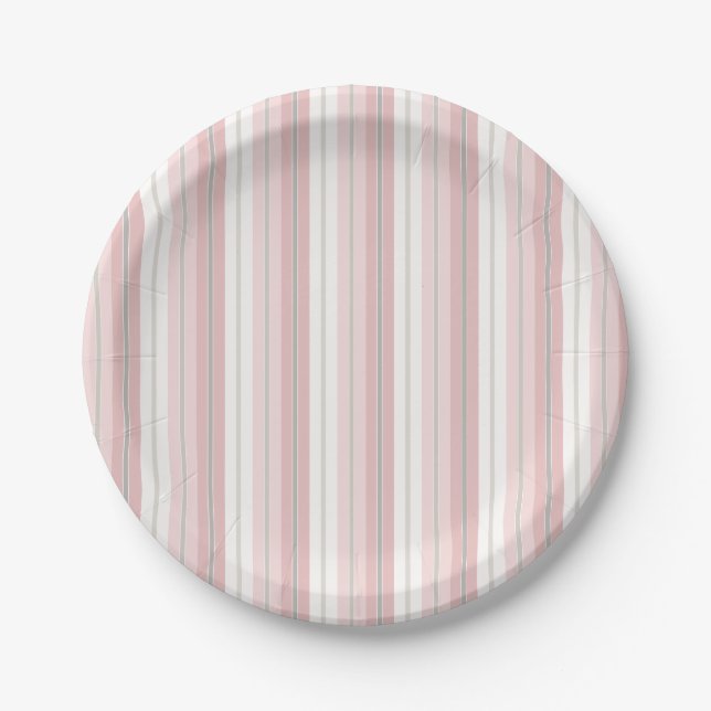 Pink Pinstripes Paper Plates (Front)