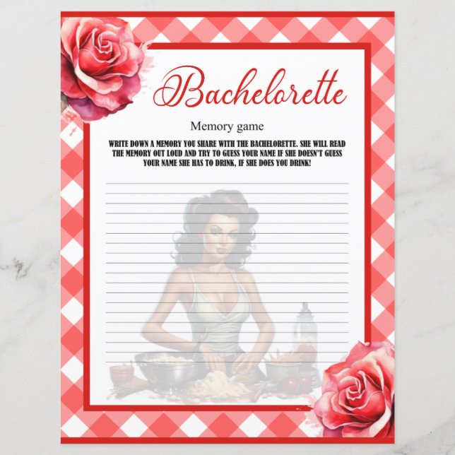 Pink Pinup Bachelorette Memory Game (Front)