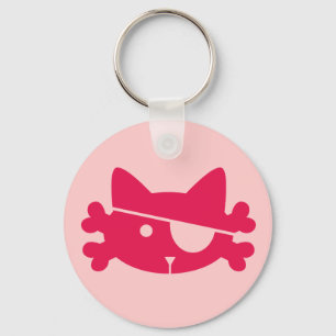 Pink Pirate Cat - Keychain