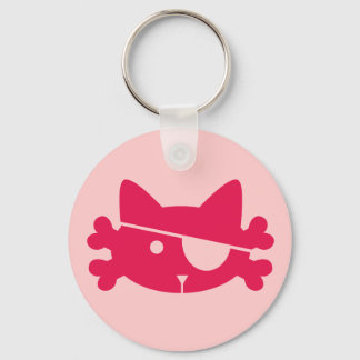 Pink Pirate Cat - Keychain