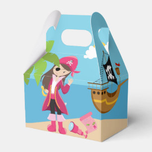 Pink Pirate Girl Birthday Party Favor Boxes