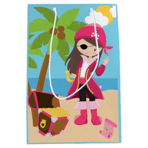 Pink Pirate Girl Birthday Party Medium Gift Bag