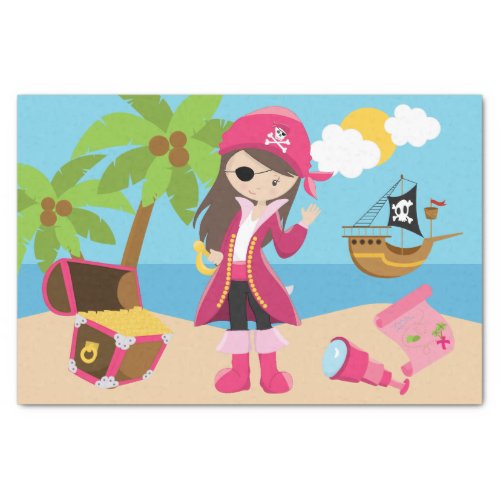 Pink Pirate Girl Birthday Party Tissue Paper
