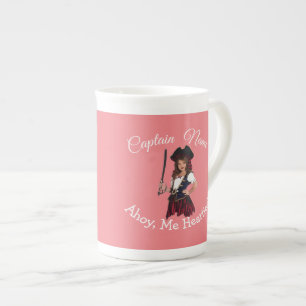 Pink Pirate Girl Bone China Mug