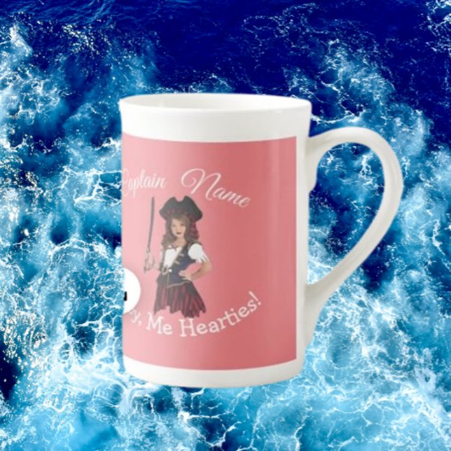 Pink Pirate Girl  Bone China Mug (Lady Pirate in Pink)