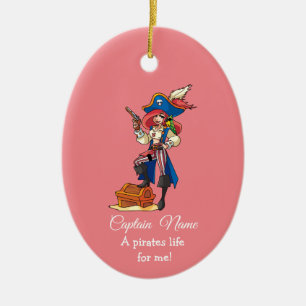 Pink Pirate LADY Ceramic Ornament