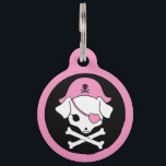 Pink Pirate Pet ID Tag<br><div class="desc">A cute pink canine jolly roger, perfect for your little pirate pup. If the regular ol' skull and crossbones isn't feminine enough for your pet then this is the tag to go with. Each of our dog ID tags are designed and illustrated by artists from all over the globe, and...</div>