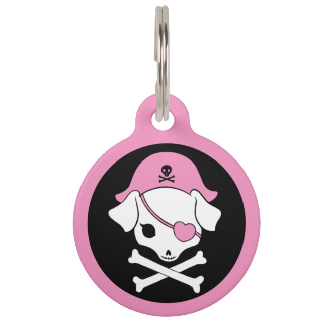 Pink Pirate Pet ID Tag (Front)