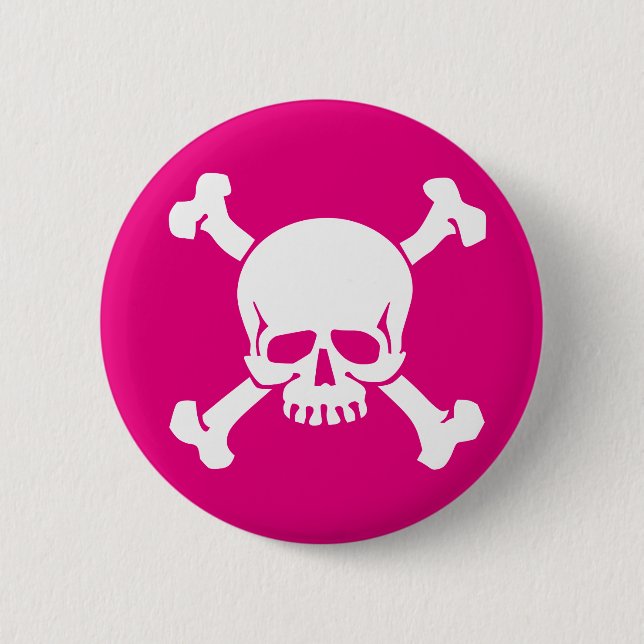 Pink Pirate, Skull and Crossbones Button (Front)