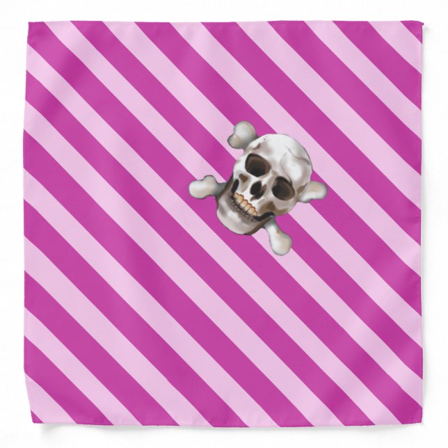 Pink Pirate Stripes w' Skull & Crossbones Bandana (Front)