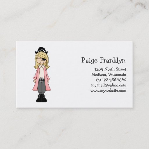 Customizable Pink Pirates · Pirate Girl #2 Business Cards