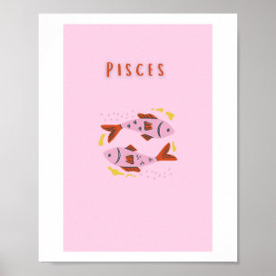 Pink Pisces, zodiac, star sign print