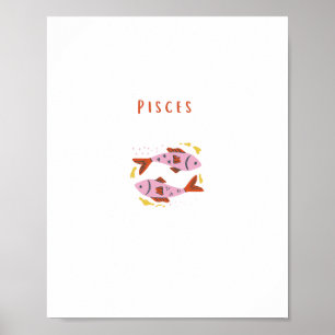 Pink Pisces, zodiac, star sign print