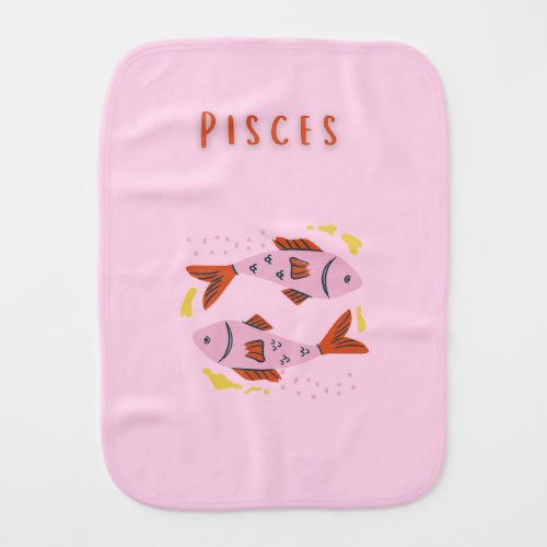 Pink Pisces, zodiac, star sign print Baby Burp Cloth