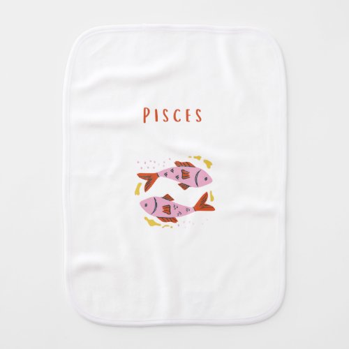 Pink Pisces, zodiac, star sign print Baby Burp Cloth