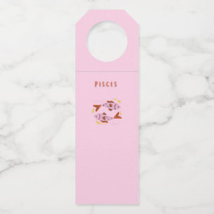 Pink Pisces, zodiac, star sign print Bottle Hanger Tag