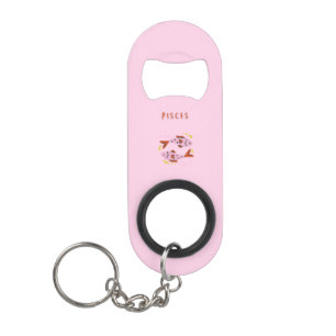 Pink Pisces, zodiac, star sign print Keychain Bottle Opener