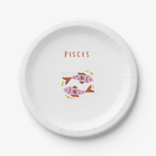 Pink Pisces, zodiac, star sign print Paper Plates