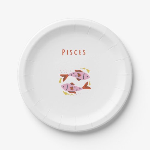 Pink Pisces, zodiac, star sign print Paper Plates